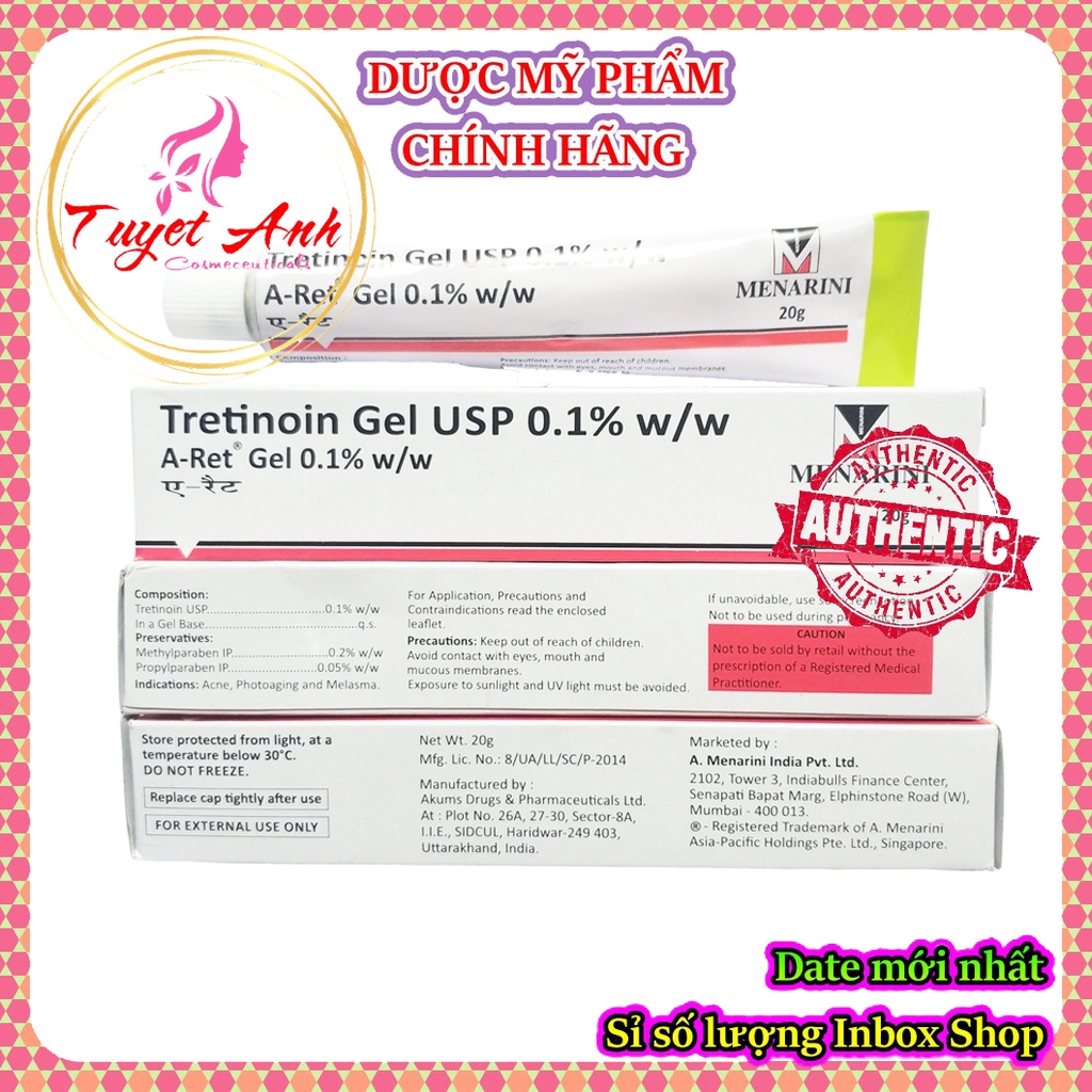 Tretinoin Aret Gel USP, Tretinoin 0.1% - Gel hỗ trợ giảm mụn, chống lão hóa