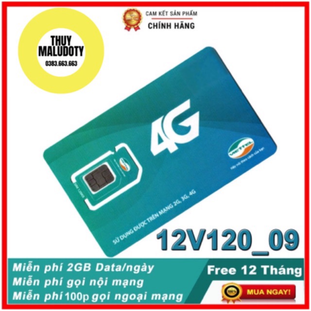 Sim 4G Viettel trọn gói 1 năm 720GB/12 tháng và miễn phí gọi nội mạng V120