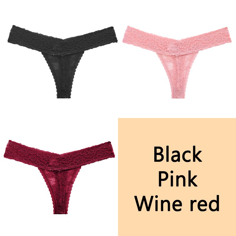 Bộ 3 quần lót FINETOO vải ren hoa cạp thấp siêu gợi cảm cho nữ