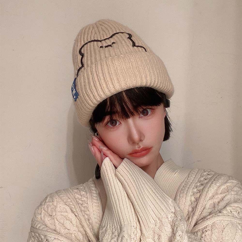 Mũ Len Beanie Họa Tiết Kẻ Sọc Dễ Thương Thời Trang Thu Đông WMES15H