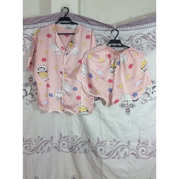 Bộ ngủ pizama lụa satin