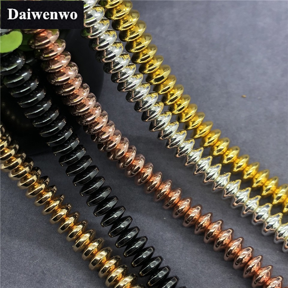 Phụ kiện hạt tròn dẹt bé hematine tự nhiên 4/6/8mm 5 màu tùy chọn dùng để làm vòng tay thủ công