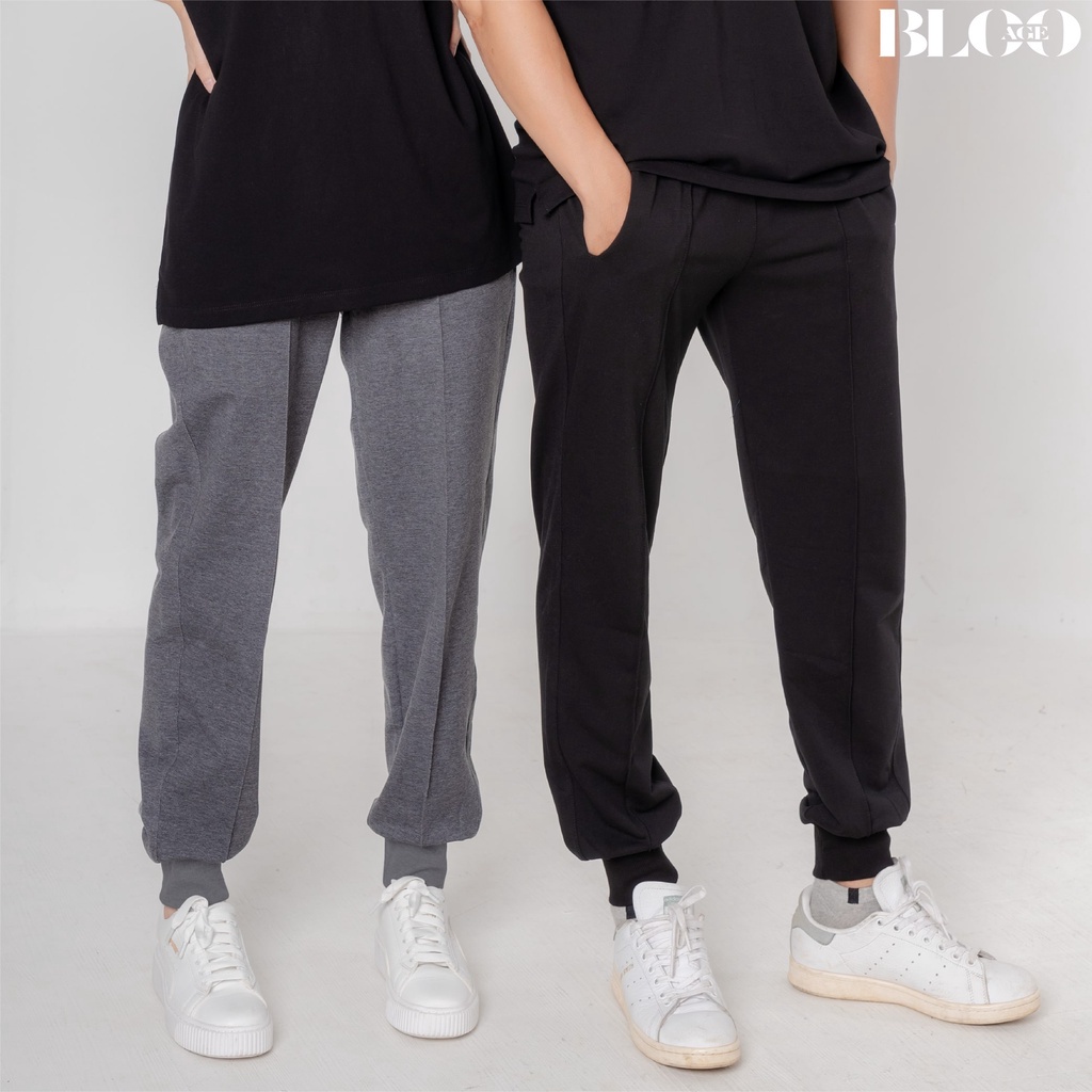 Quần jogger dây kéo màu Đen – Xám