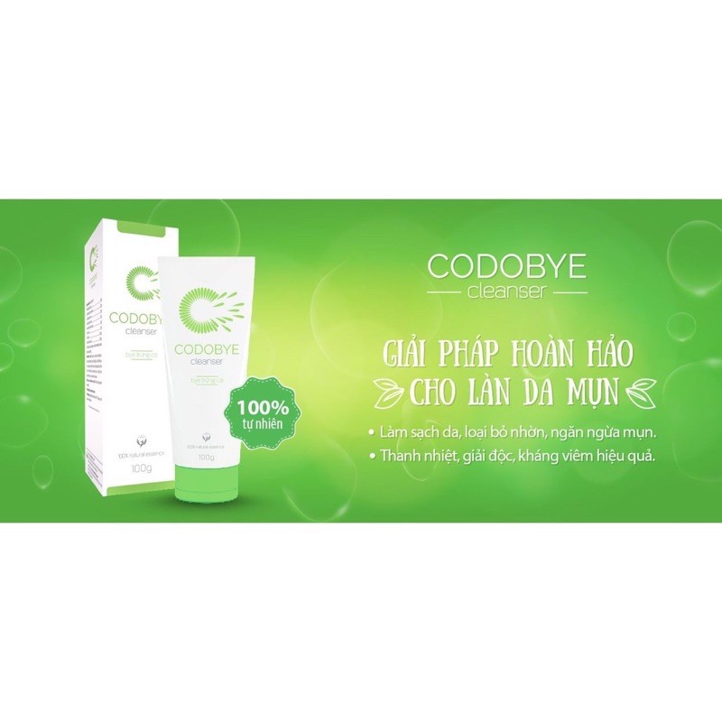 Sữa rửa mặt Codobye Cleanser thành phần thảo dược ngăn mụn, làm sạch da, giảm dầu, nhờn, mụn, an toàn cho da nhạy cảm