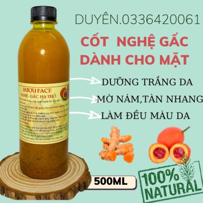 Cốt nghệ gấc hạ thổ dành cho da mặt trắng da mờ nám tàn nhang chai 500ml