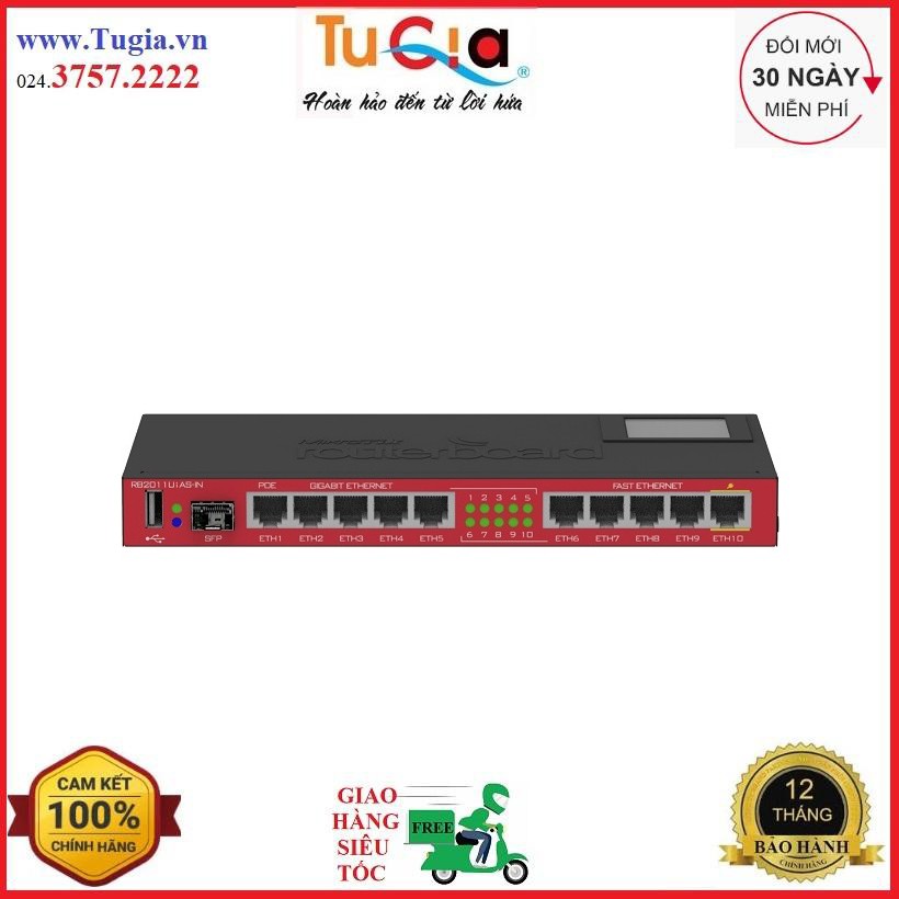 [Mã SKAMA06 giảm 8% đơn 250k]Router MIKROTIK RB2011UiAS-IN - Hàng chính hãng