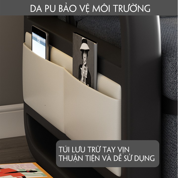 Giường Gấp Gọn Thành Ghế Sofa, Giường Sofa Gấp Gọn , Giường Đa Năng Nệm Bọt Biển Tự Nhiên  Kích Thước 1m58x1m9