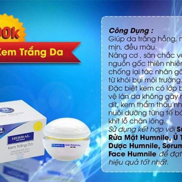 Kem trắng da Thảo Dược( dạng nén) humnile