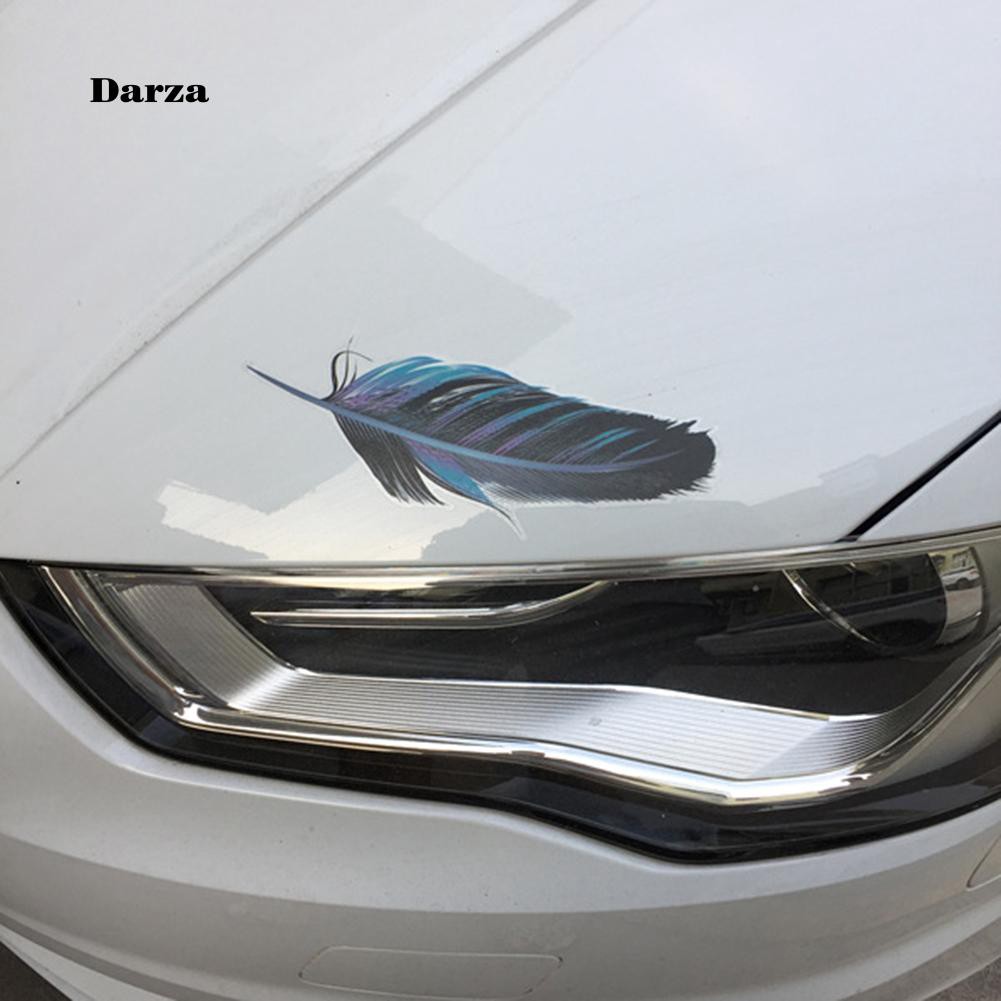 Miếng decal dán trang trí thân xe hình lông vũ nhiều màu