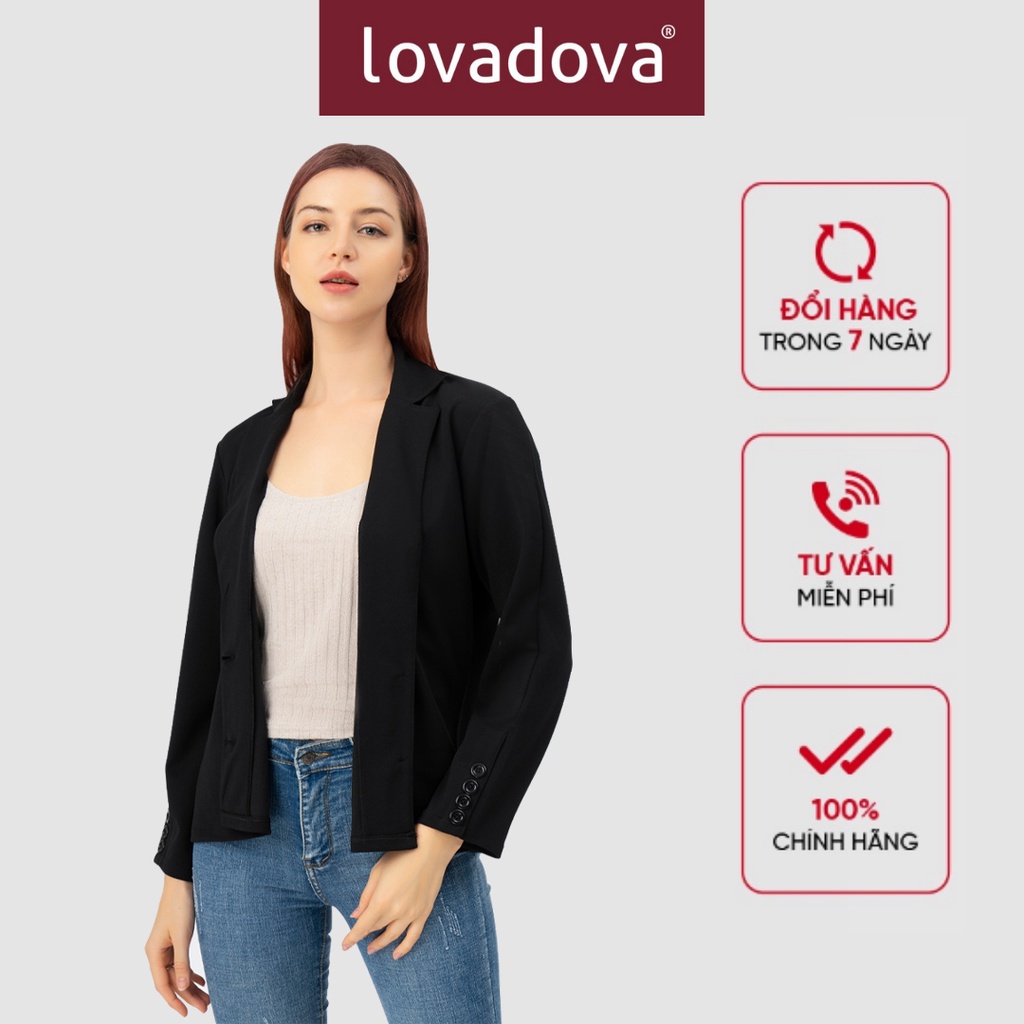 Áo khoác kiểu nữ giả vest, màu đen - Hàng chính hãng chuẩn thiết kế Lovadova 20O11C001
