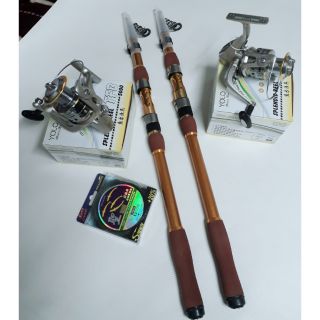 Bộ cần câu rút hiệu shimano dài 3m máy yolo tfb 5000 cước okamoto