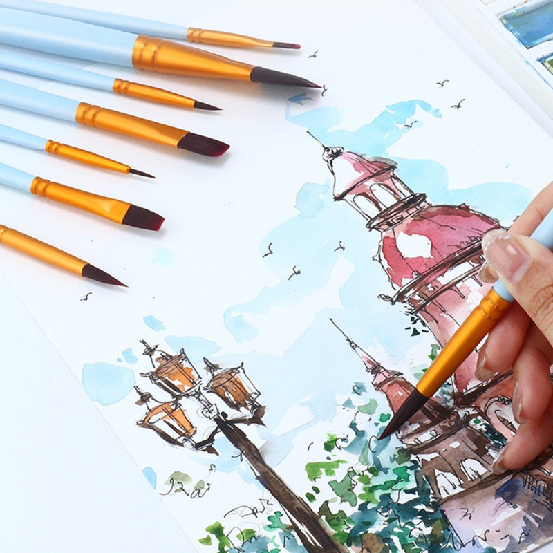 Bộ 8 Cọ Vẽ Màu Nước Bằng Acrylic Nhỏ Gọn Tiện Dụng