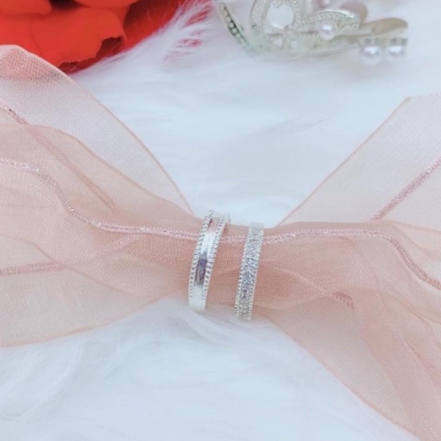 Nhẫn đôi Bạc ta kiểu mới, đẹp rạng ngời hoa văn đồng điệu tinh tế Mainomi Shop Bạc Xinh