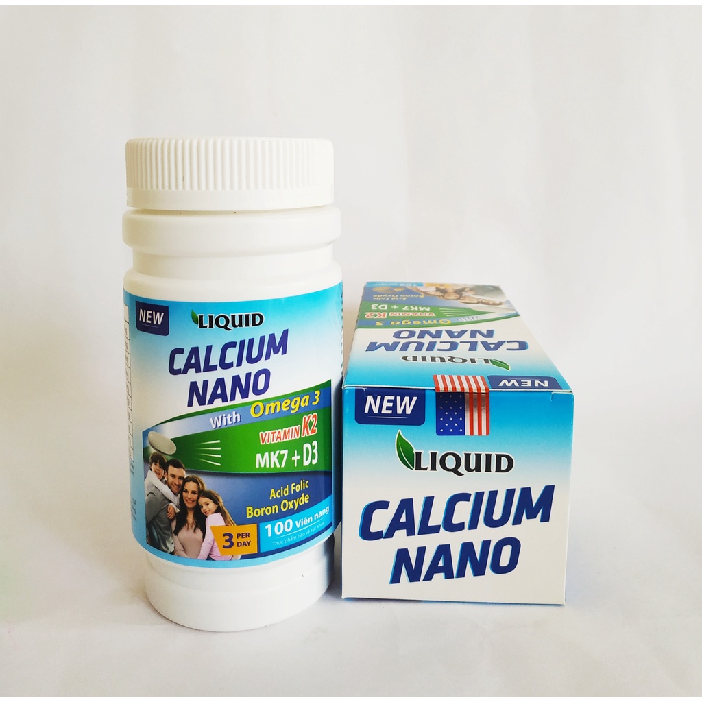 Viên Uống Bổ Sung Canxi Nano, D3, Vitamin K2 , Omega 3 Cho Mọi Đối Tượng – Liquid Calcium Nano  – Lọ 100 Viên