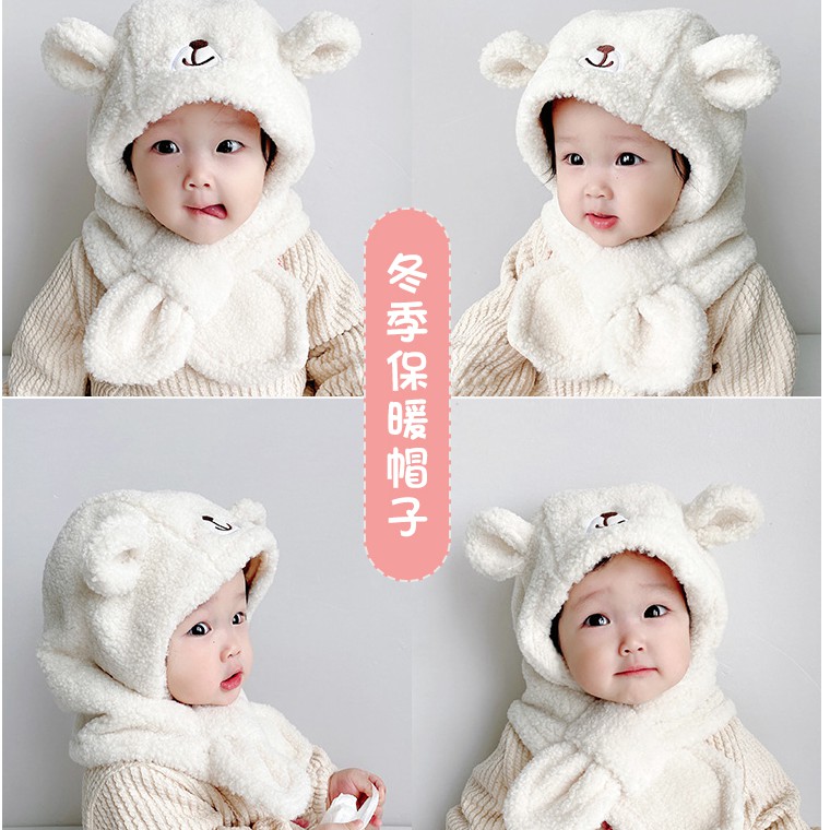 Mũ Tai Gấu Kèm Khăn Choàng Ấm Áp Cho Bé