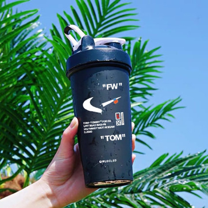 Bình đựng nước thể thao tập GYM du lịch 600ml Chai bình nước thể thao Shaker GymShark Bình lắc shaker