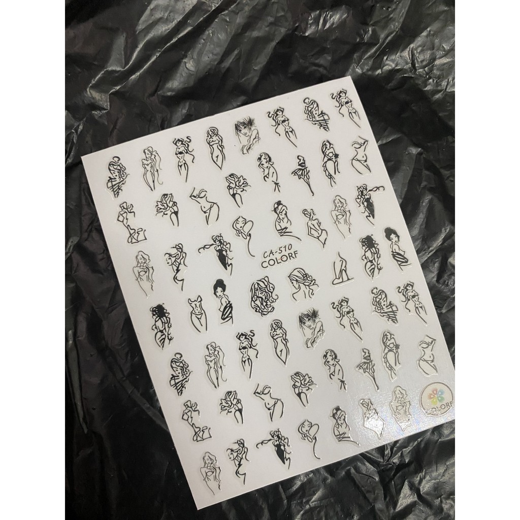 Sticker dán móng họa tiết cô gái sexy/ độc lạ 1