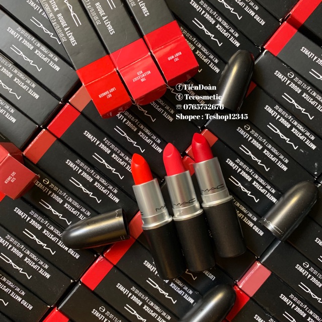 Son mac RUBY WOO, LADY DANGER, RELENLESSLY RED