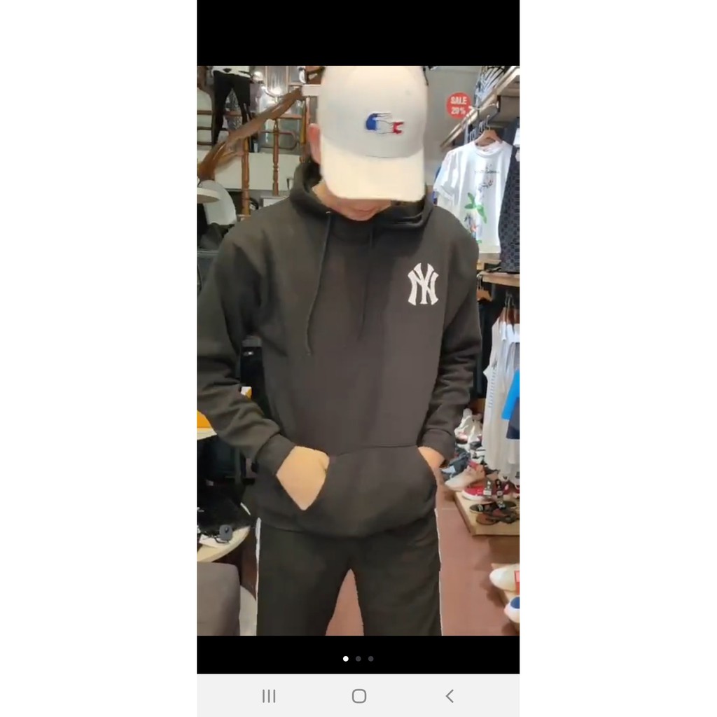 Áo NY Hoodie - Sweater chất nỉ bông form suông rộng trẻ trung, cá tính, màu đen, trắng