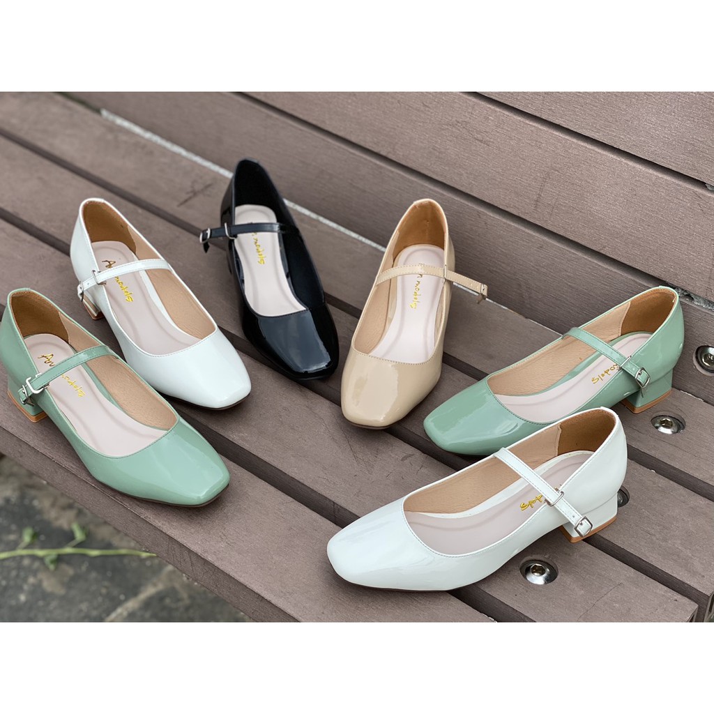 Giày Cao Gót Nữ Mary Jane Mũi Vuông Vintage Cao 3cm - GMR1004