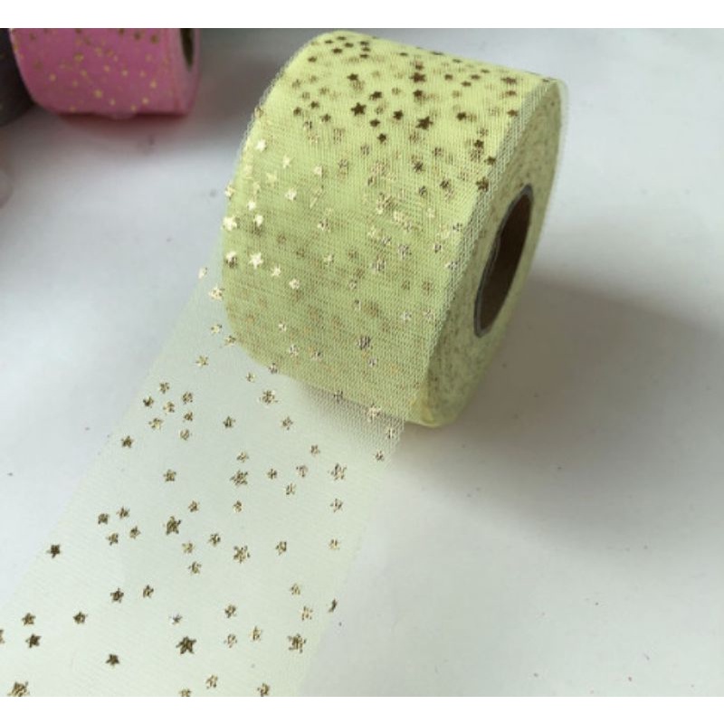 Ruy băng voan lưới sao bản 6cm làm phụ kiện handmade