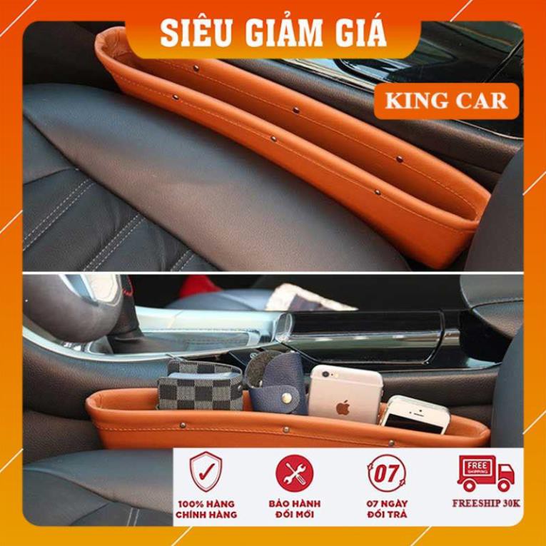 Khay để đồ kẹp khe ghế ô tô, khay để đồ khe ghế oto bọc da sang trọng - Shop KingCar