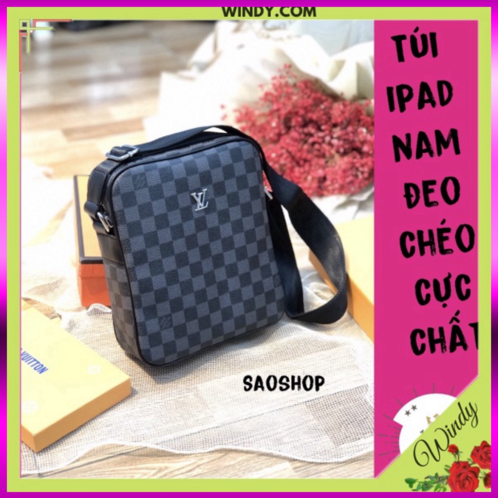 Túi đeo chéo nam lv chất da cao cấp, túi đựng ipad cho nam