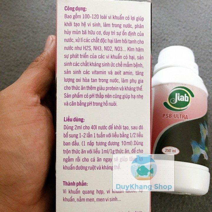 Men Vi Sinh, Vi Khuẩn Quang Hợp JLAB PSB ULTRA Dạng Đổ 250ML, Khởi Tạo Hệ Vi Sinh, Ổ Định Nguồn Nước