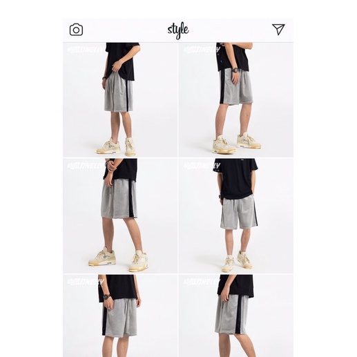 Quần đùi nelly sale (có sẵn) xám viền đen 2 bên