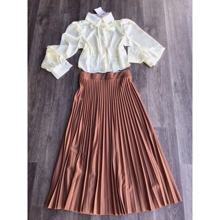 Áo sơ mi Zara cao cổ vải lụa thái (SHIRT WITH BOW)