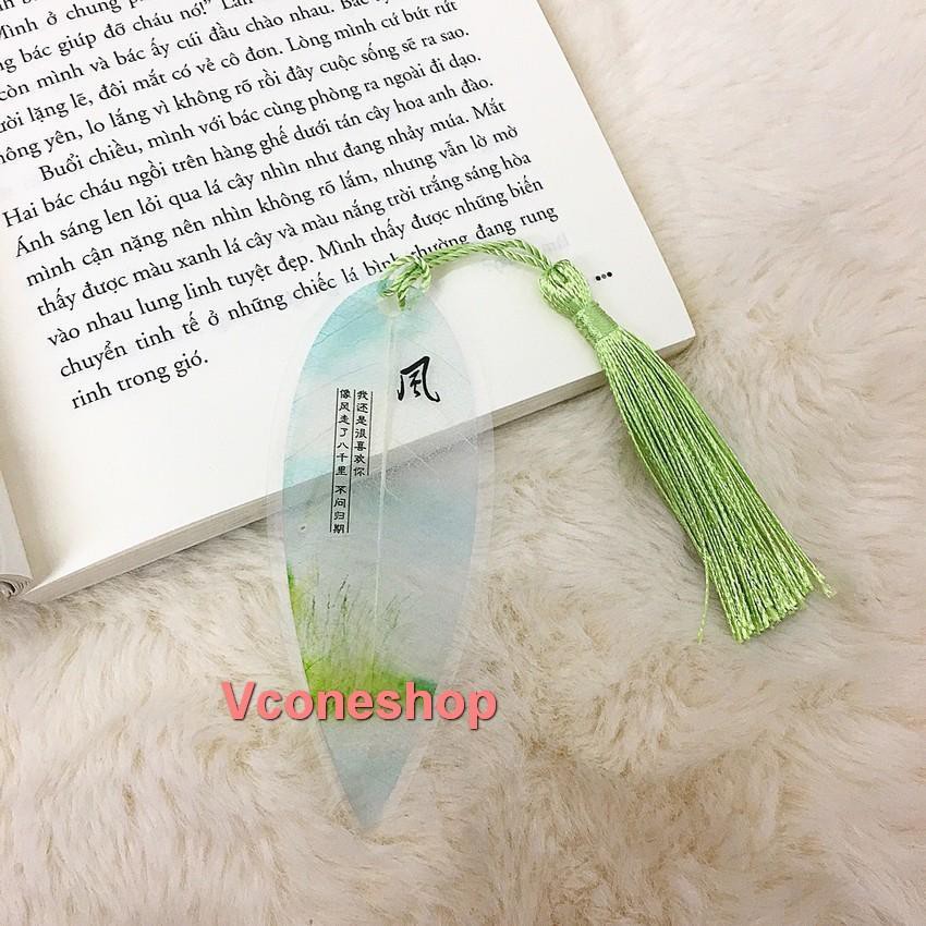 Bookmark gân lá cổ trang ép mỏng kẹp sách đánh dấu sách