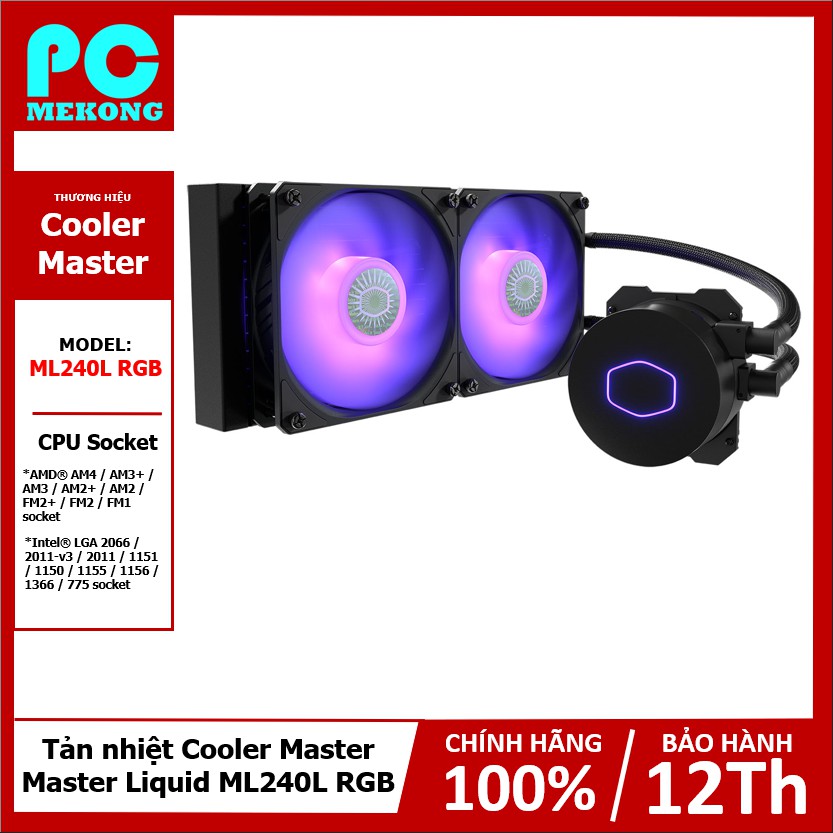 Tản nhiệt Cooler Master MasterLiquid ML240L RGB - Chính hãng