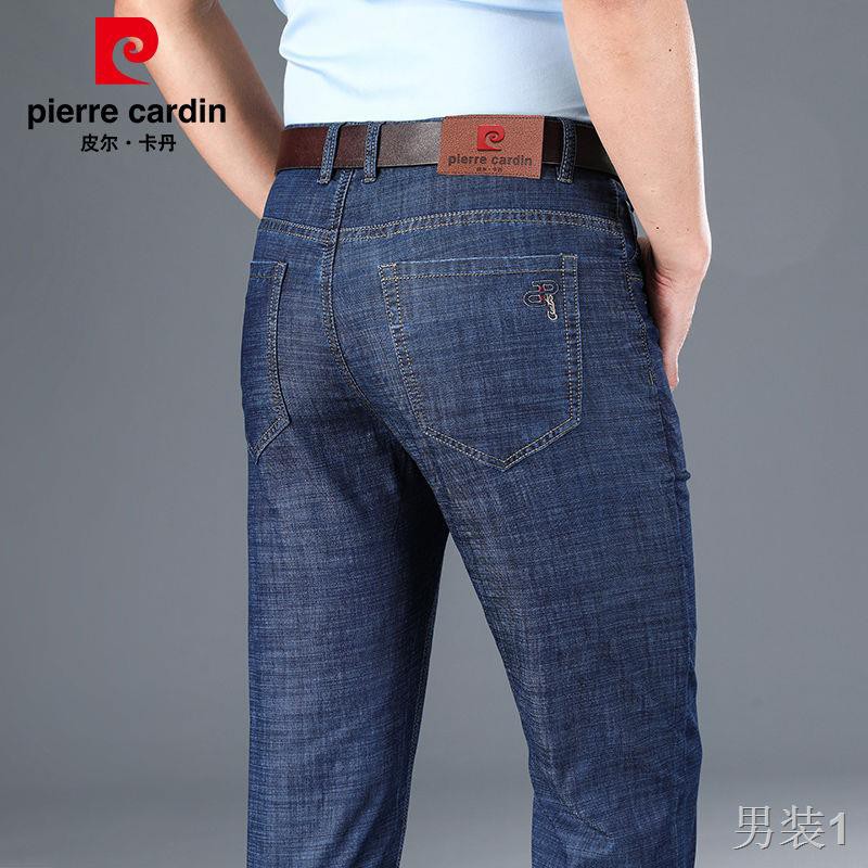 Pierre Cardin mùa hè quần jean mỏng của nam giới thẳng rộng rãi size lớn bố công sở dài