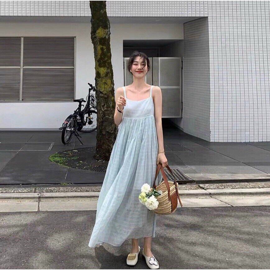 Đầm maxi babydoll 2 dây Xanh TH | BigBuy360 - bigbuy360.vn
