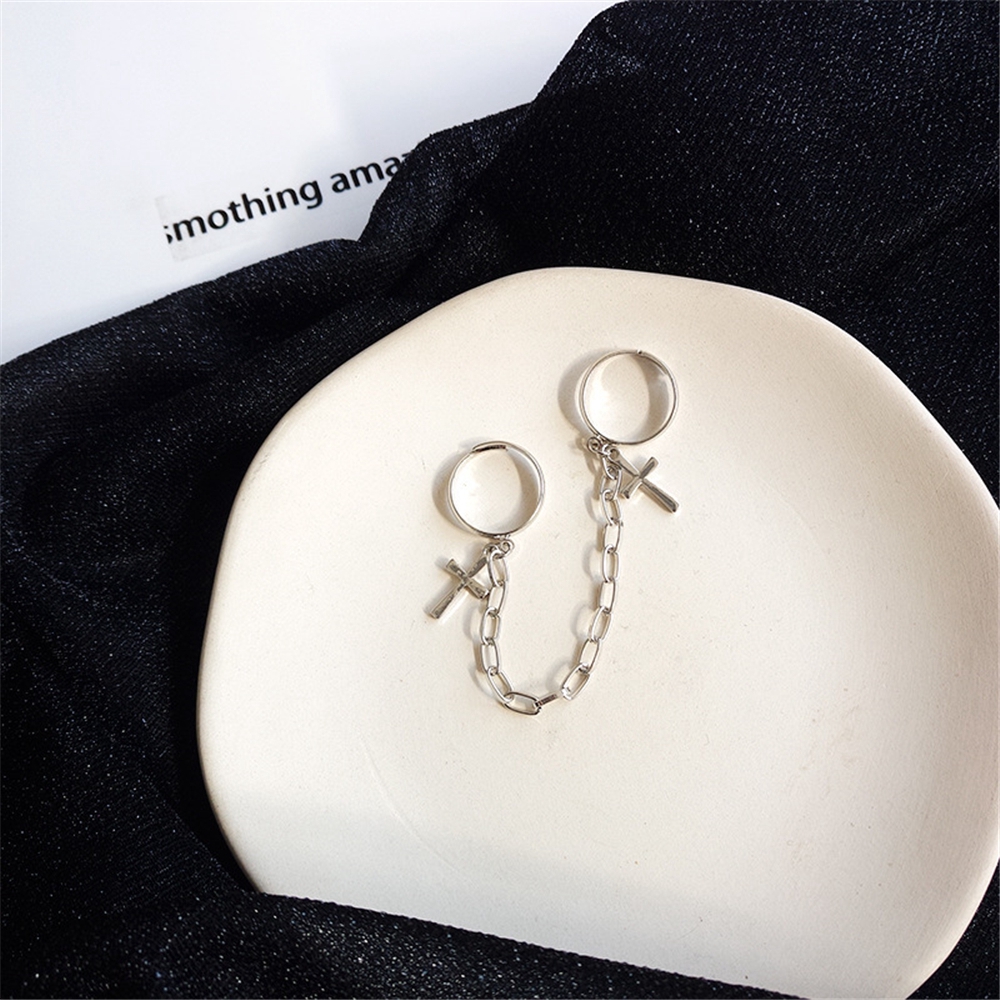 CACTU Vintage Adjustable Chain Joint Rock Hip Hop Cross Rings