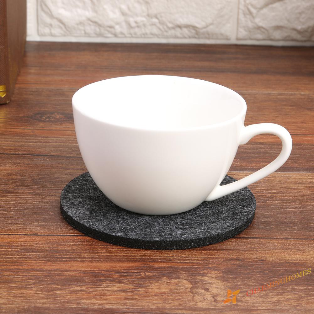Set 10 miếng lót ly bằng nỉ cách nhiệt hình tròn tiện lợi để ly cà phê/trà/dụng cụ nhà bếp 