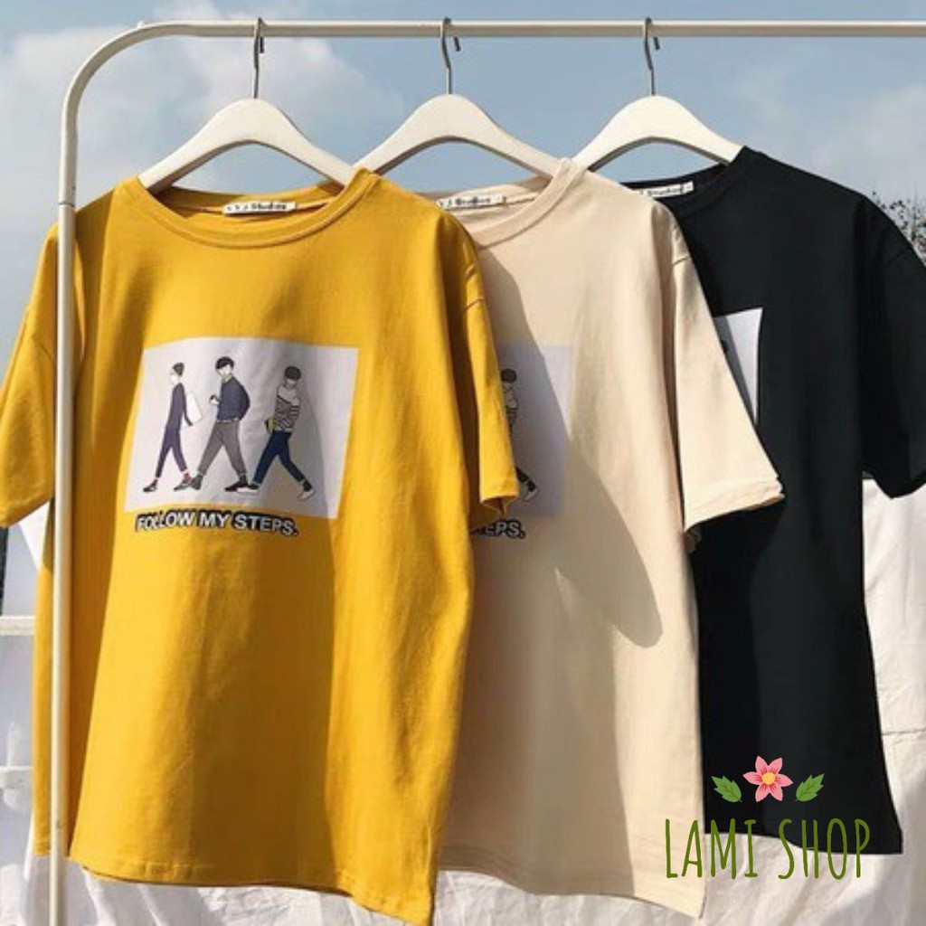 Áo thun tay lỡ in chữ FOLLOW ME phong cách unisex cho nam và nữ