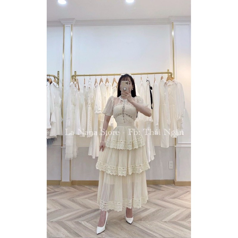 Đầm  Maxi Phối Ren Tầng Dập Li l