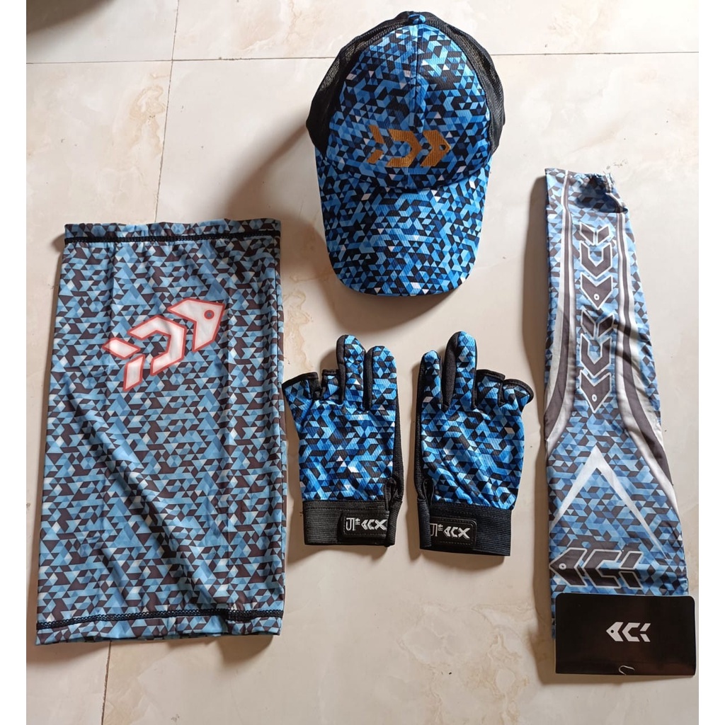 SALE Mạnh Combo đaiwa cao cấp đa năng gồm_mũ , khăn bịt mặt , găng tay ,bao cánh tay