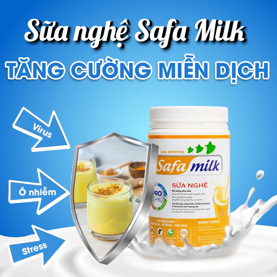 Combo 2 Hộp Sữa Nghệ Safa Milk 100Gr Làm Trắng Da, Giảm Đau Dạ dày