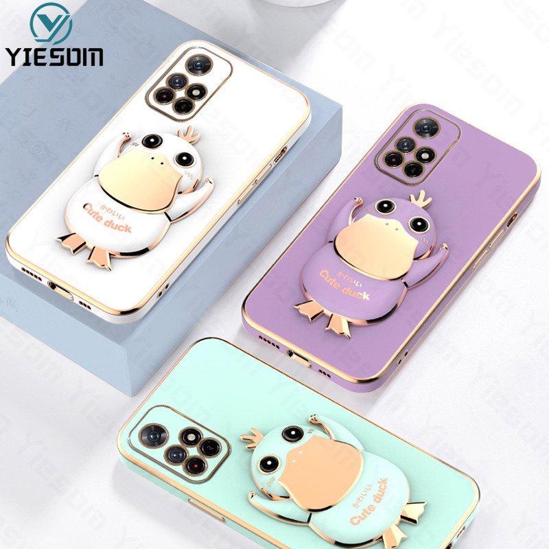 Ốp Điện Thoại Silicon Dẻo Kèm Giá Đỡ Hình Chú Vịt Dễ Thương Cho Xiaomi Redmi Note 11 10 Pro 11S 10S 4G 5G 9S 9 Pro