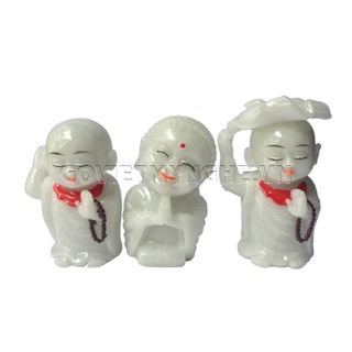 Combo 3 Tượng Đá Bộ Ba Chú Tiểu - Tượng đá trang trí phong thủy tượng Rồng trang trí bàn làm việc - Size Lớn - Cao 27cm