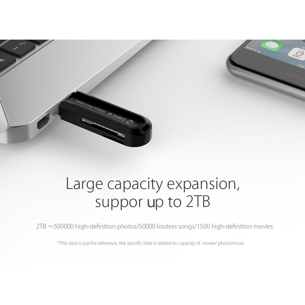 Đầu đọc thẻ nhớ SD/TF USB 3.0 tốc độ cao Orico CRS21 - Đen - Hàng chính hãng