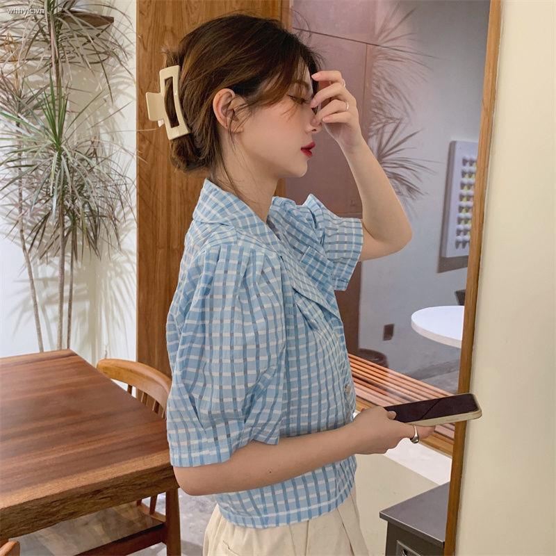 Áo Sơ Mi Tay Phồng Dáng Rộng Họa Tiết Kẻ Sọc Phong Cách Retro Hong Kong Thời Trang Mùa Hè Hàng Mới 2021 | BigBuy360 - bigbuy360.vn