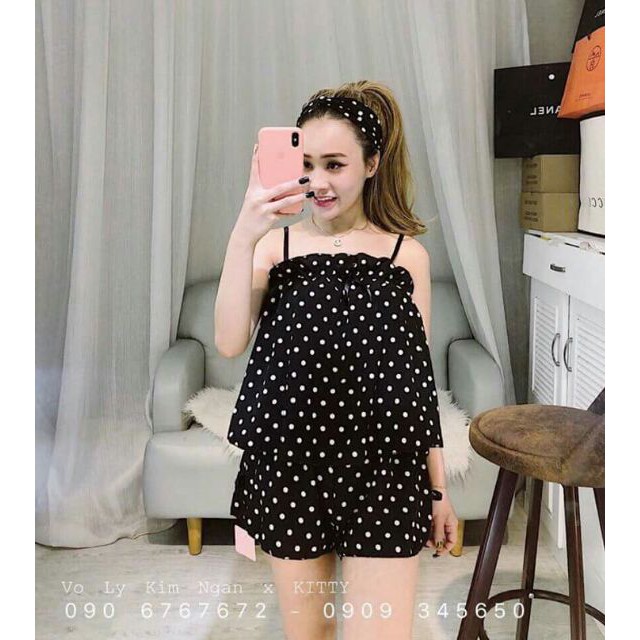 Bộ satin 2 dây đính nơ siêu xinh full màu