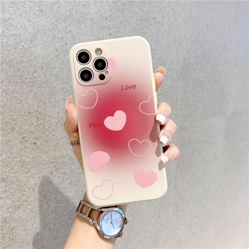 Ốp lưng iphone hình tim pink love chống sốc cạnh vuông bảo vệ camera 7plus/8plus/x/xs/xsmax/11/12/13/14/pro/promax