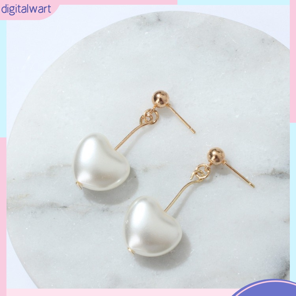 Đôi bông tai đính ngọc trai hình trái tim xinh xắn cho nữ