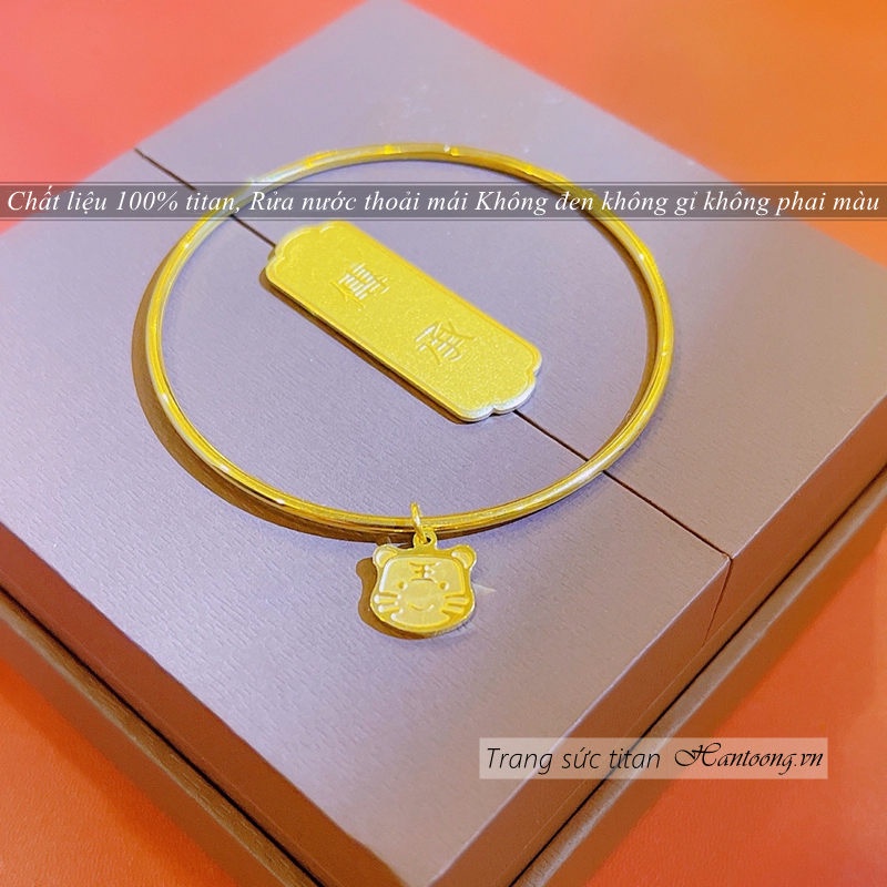 Vòng tay titan nữ không gỉ không phai màu hình hổ con đáng yêu phong cách cổ điển thanh lịch mẫu mới 2023