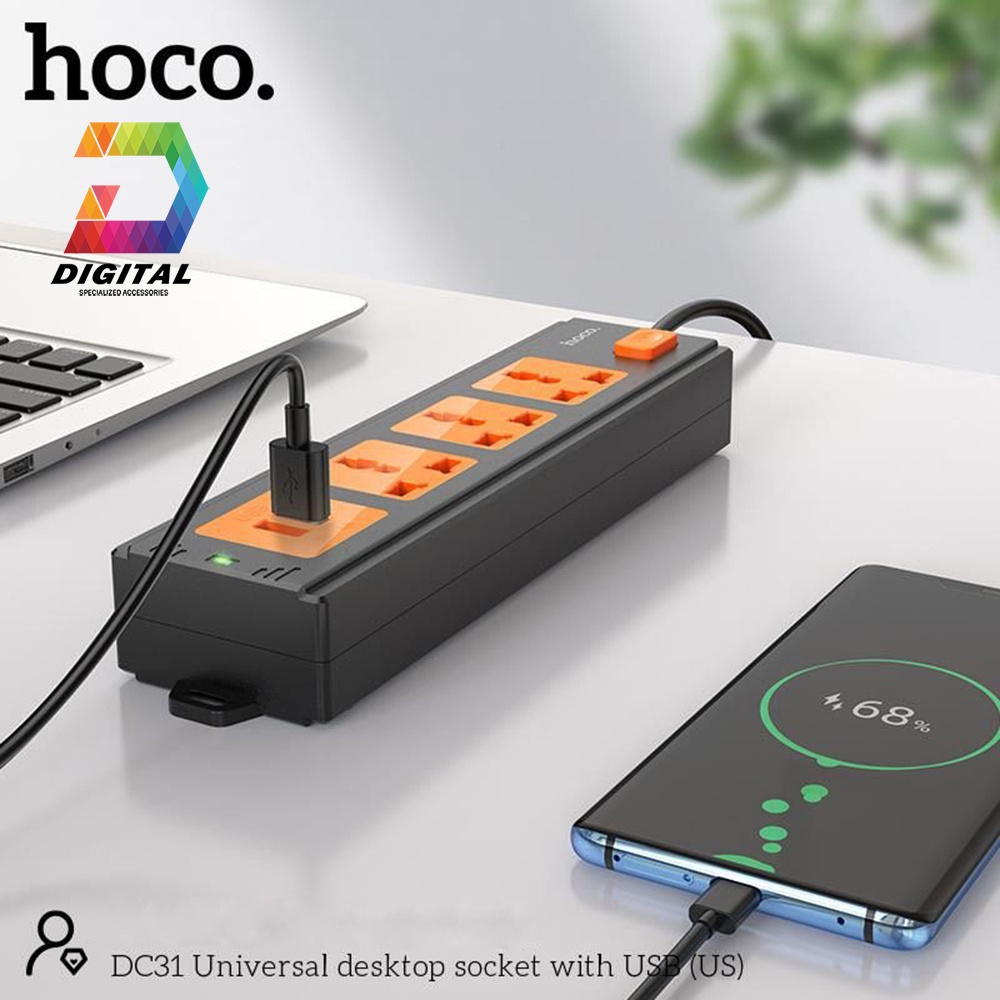 Ổ Cắm Điện Đa Năng Có Cổng USB Hoco DC31 2500W Chính Hãng