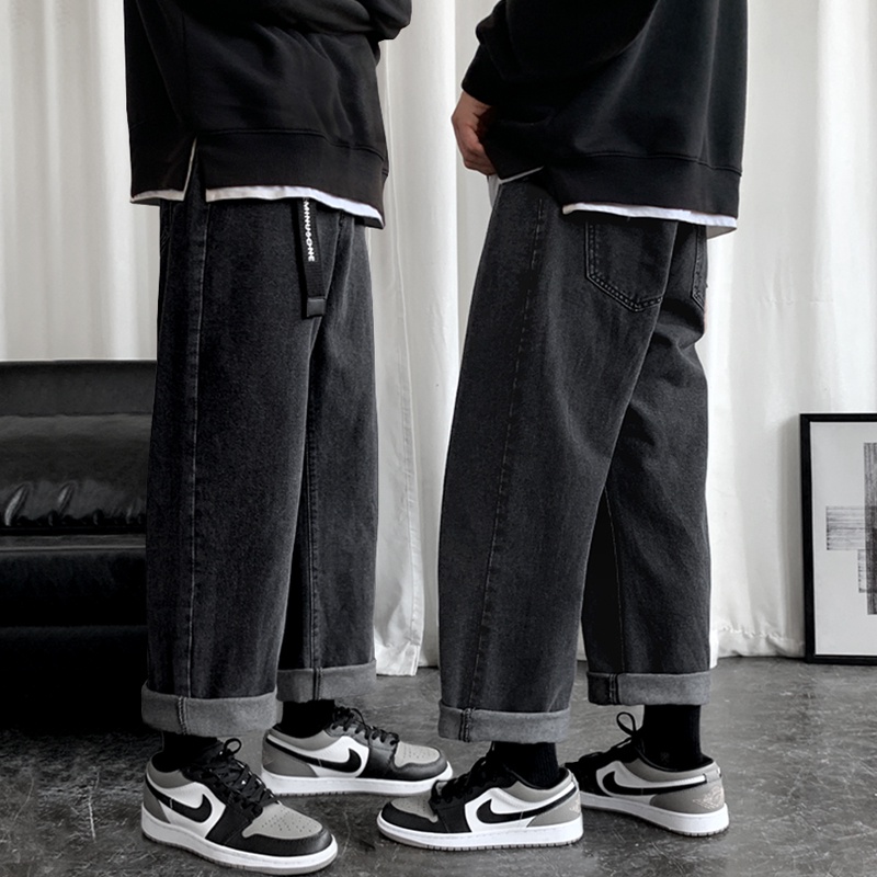 Quần jeans Đen Dài Dáng Rộng Phong Cách Hàn Quốc Cho Nam Giới